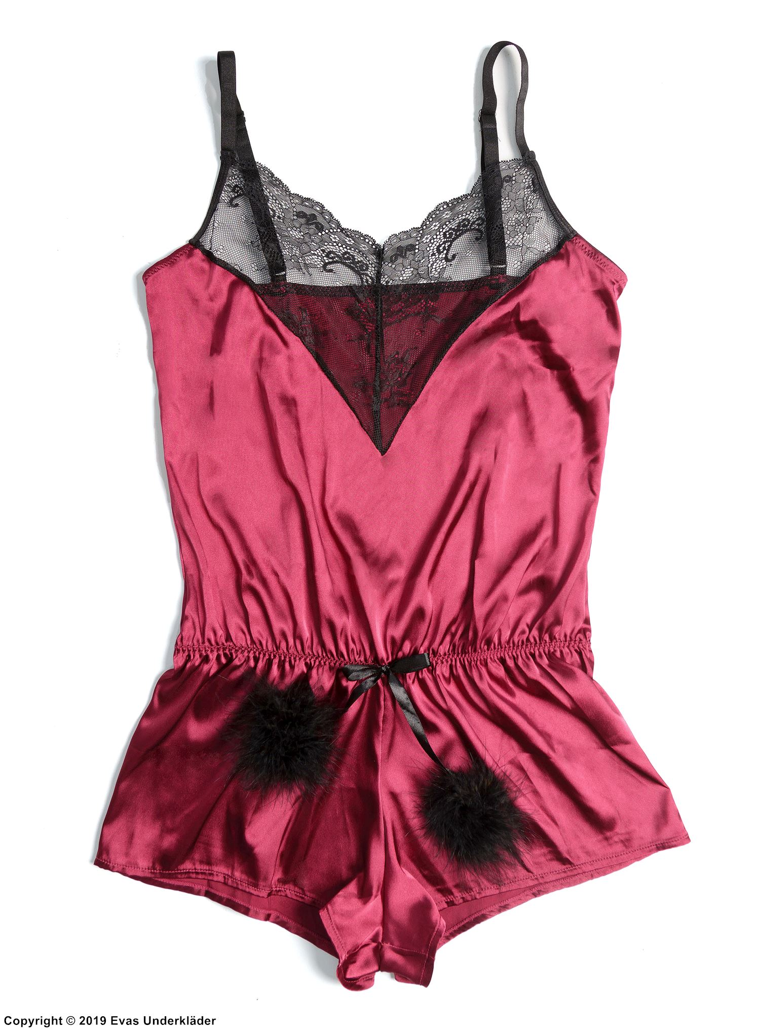 Dessous-Romper, Satin, Spitzen-Panel